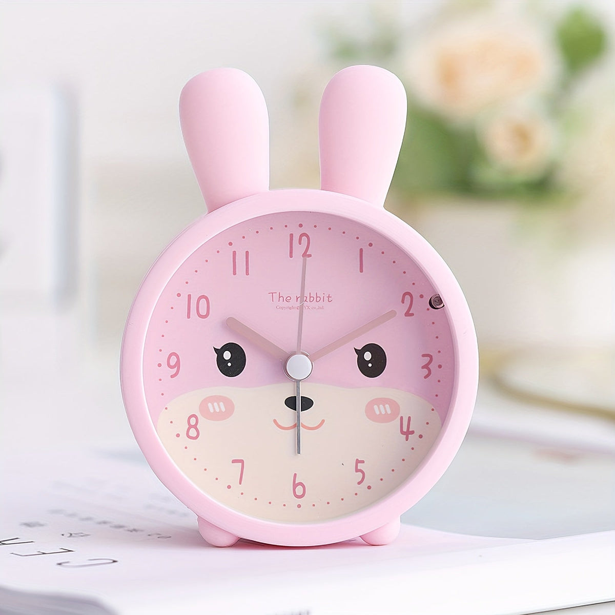 Kinderwekker met Nachtlampje Konijn Stil Uurwerk Slaaptrainer Kinderkamer Decoratie Alarm Tijdweergave Roze Geel | Sulvida