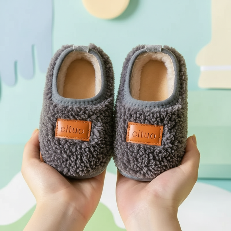 Chaussons d’hiver pour enfants doublés en polaire, avec semelle antidérapante, chauds et doux, rose, vert, marron, 12-18 mois, chaussures pour bébé | Sulvida