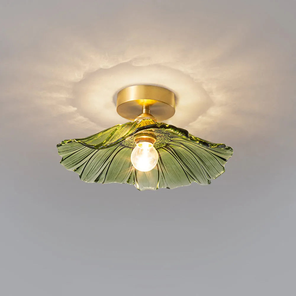 Glazen Hanglamp Bloem met Messing Details Plafondlamp Eetkamer Slaapkamer Woonkamer Retro Verlichting | Sulvida