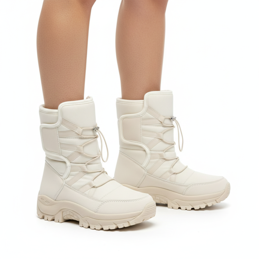 Dames Winterlaarzen Waterdicht Gevoerd Plateauzool Klittenband Warme Snowboots Antislip Comfort Dik Outdoor | Sulvida
