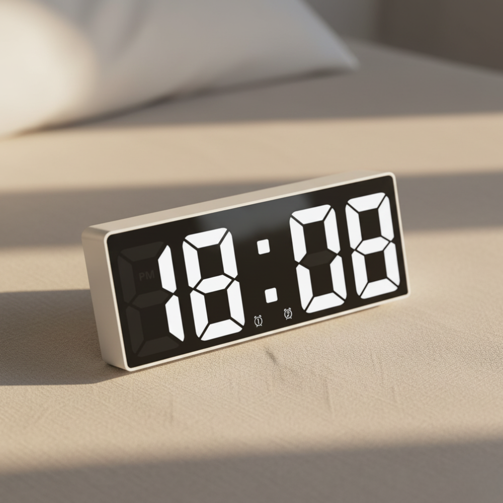 Digitale Wekker met LED Spiegel Display Tijd Datum Temperatuur Alarm Snooze Functie Slaapkamer Kantoor | Sulvida