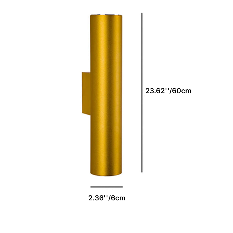 Aluminium Wandlamp Cilinder Zwart Wit Goud LED 2 Lichtpunten Slaapkamer Woonkamer Interieurverlichting | Sulvida