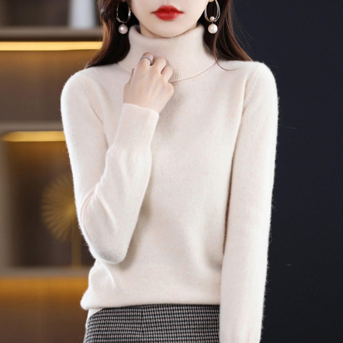Kasjmier Coltrui voor Dames – Zachte Gebreide Trui met Hoge Kraag voor Wintercomfort en Elegante Stijl | Sulvida