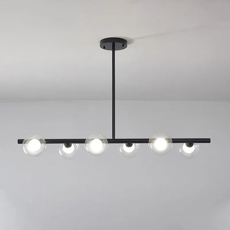 Hanglamp Lineair Glas Metaal 5-6 Lichtpunten Scandinavisch Design Eetkamer Keukeneiland Woonkamer Armatuur | Sulvida