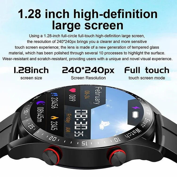 Montre connectée avec suivi de la santé, moniteur de fréquence cardiaque, mesure de la pression artérielle et de l’oxygène, Bluetooth, montre de sport étanche pour le fitness | Sulvida