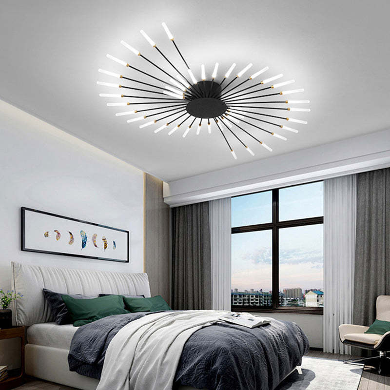 Plafondlamp vuurwerk-design zwart goud LED metaal acryl flush mount woonkamer slaapkamer modern luxe | Sulvida