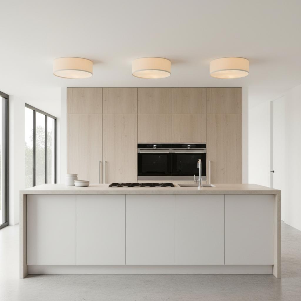 Plafondlamp Linnen Trommel Natuurlijk Textiel Warm Dimbaar Licht Stijlvol Design Slaapkamer Woonkamer Eetkamer | Sulvida