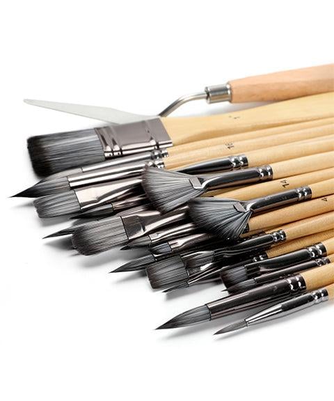 24-delig Penselen Palet mes set Nylon borstels acryl aquarel olie verf kwasten kunst schilderen hobby | Sulvida