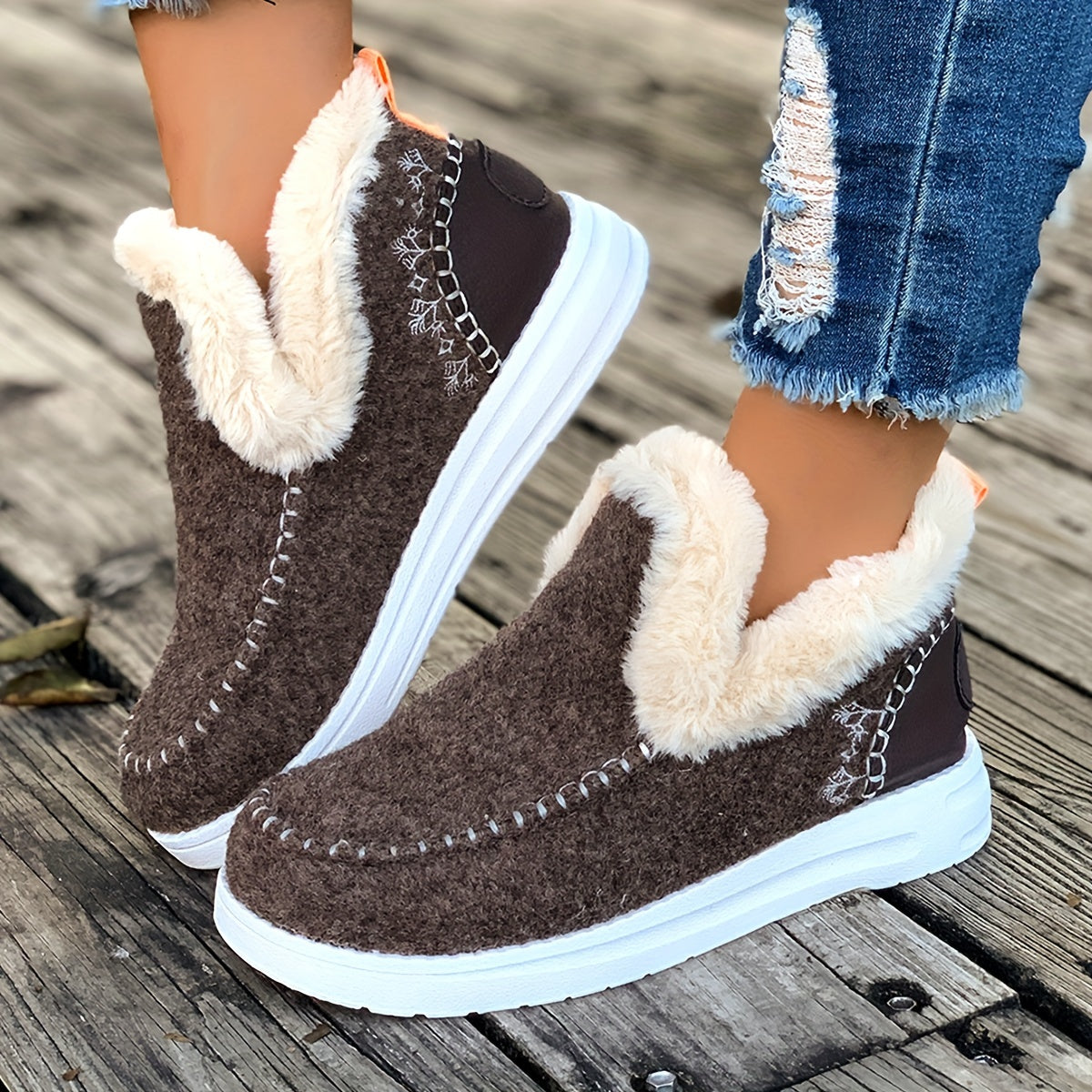 Chaussons pour femme avec semelle antidérapante en PU et doublure douce en peluche, chauds pour l’hiver, pour l’intérieur | Sulvida