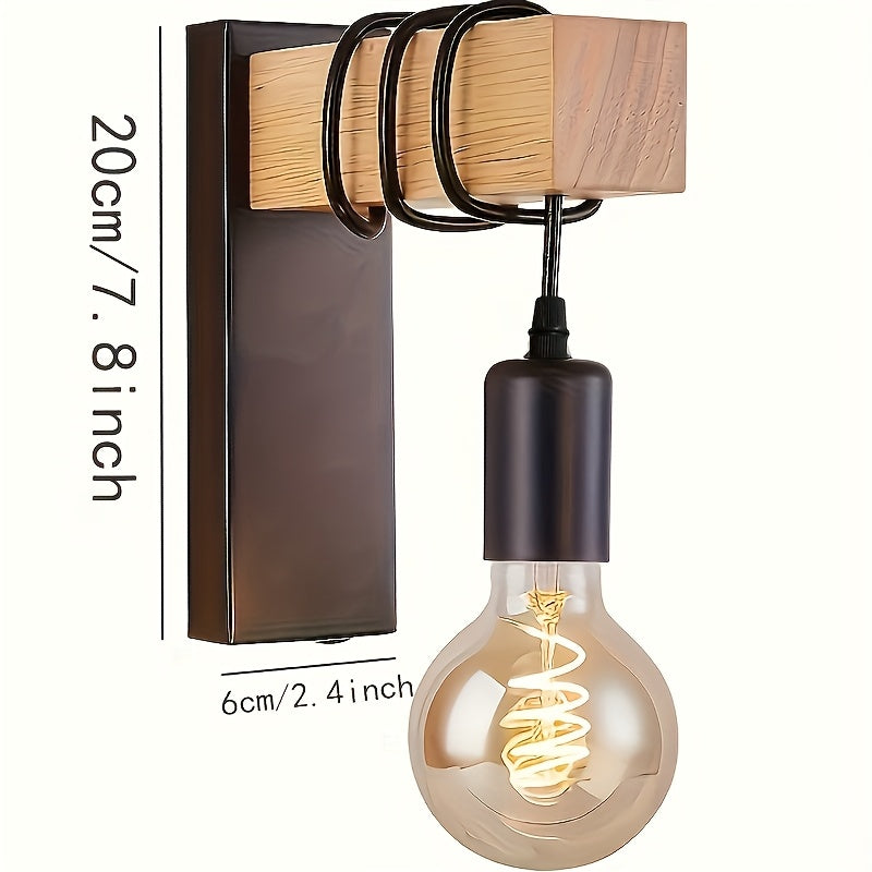 Wandlamp industrieel met hout metaal zwart wit E27 fitting slaapkamer woonkamer hal stijlvol verlichting | Sulvida