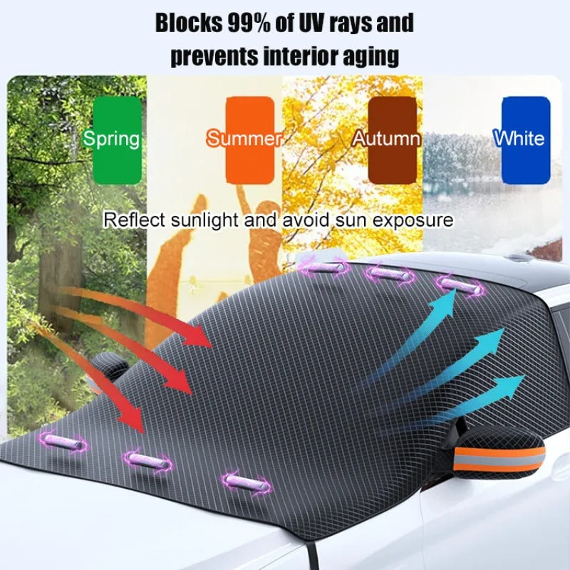 Magnetische Winterhoes Autoruit 258x114cm Sneeuw IJs Bescherming Voorruit Universeel Alle Seizoenen Auto | Sulvida