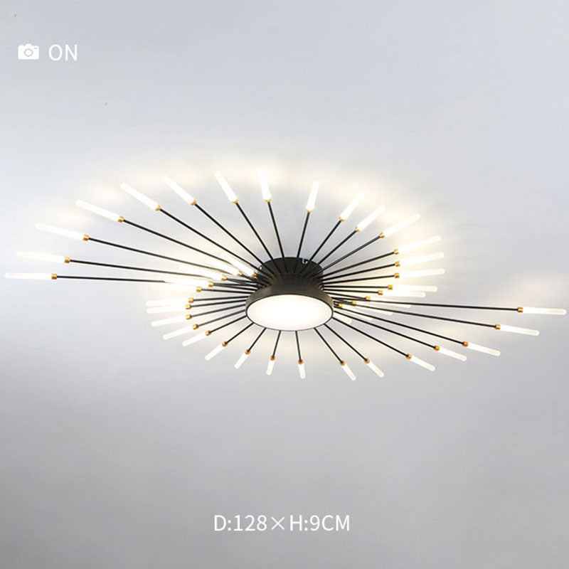 LED Plafondlamp Vuurwerk Metaal Acryl Zwart Goud Dimbaar Modern Design Woonkamer Slaapkamer Eetkamer Decoratief | Sulvida