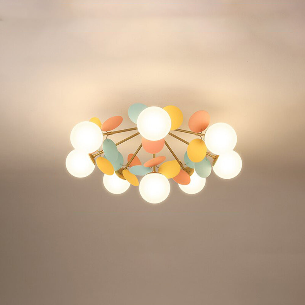 Hangkroonluchter Bloementak Gekleurd Glas voor Woonkamer Eetkamer Slaapkamer Plafondverlichting LED Lamp | Sulvida