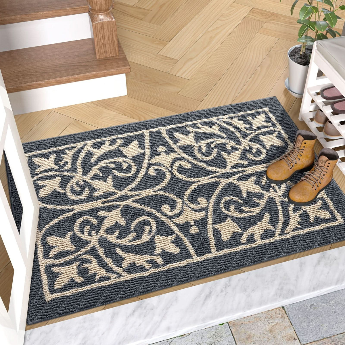 Paillasson antidérapant d’intérieur gris 60x90 cm – Tapis à seuil bas qui retient la saleté pour entrée, hall et vestibule | Sulvida
