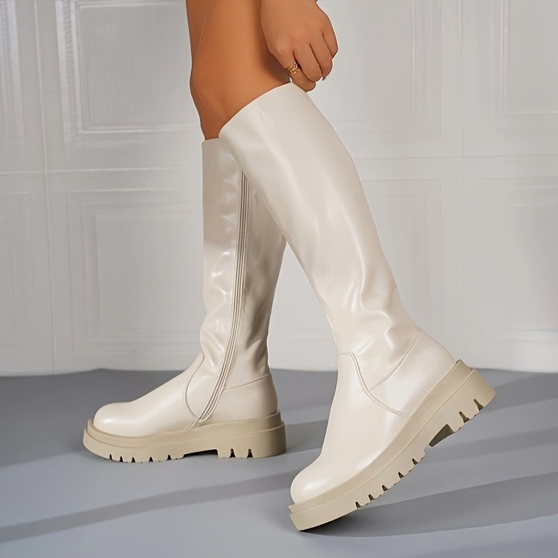 Bottes hautes pour femme, style mode, fermeture éclair, talon moyen, confortables et résistantes, doublure douce, élégantes et raffinées | Sulvida