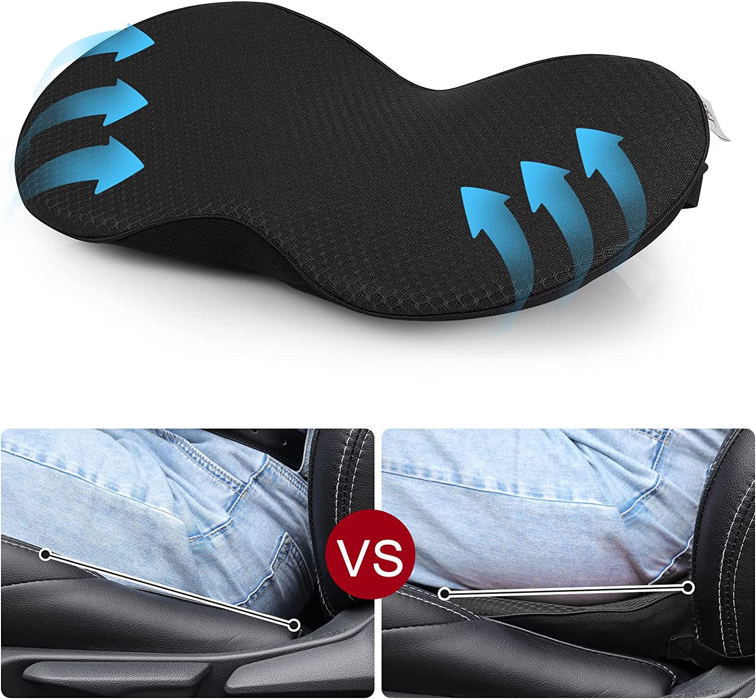 Autostoelkussen voor Kortere Bestuurders – Verhoogkussen met Memory Foam – Ergonomische Zitverhoger voor Auto – Comfort & Rugondersteuning | Sulvida