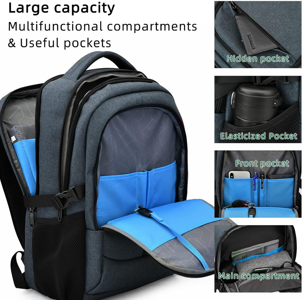 Reis Laptoptas met USB-Lader en Anti-Diefstal Vak Waterafstotend Polyester voor 13 tot 17 Inch Laptop | Sulvida