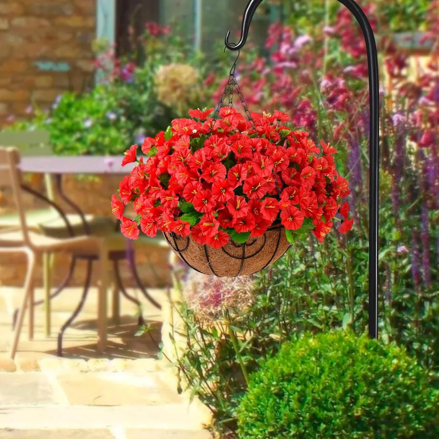 Panier suspendu de fleurs artificielles en soie et en plastique, résistant aux UV, pour décoration extérieure de balcon, terrasse, jardin et mur | Sulvida