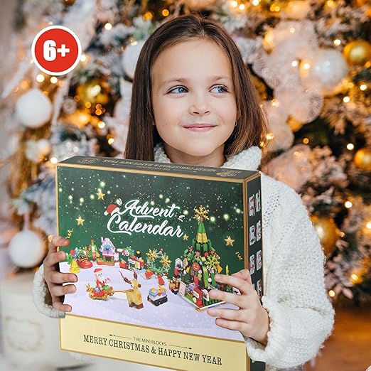 Adventskalender met bouwstenen 24 dagen – creatief kerstdorp bouwen speelgoed voor kinderen en volwassenen | Sulvida