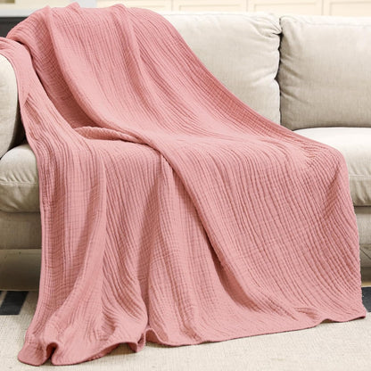 Gazen Katoenen Deken Dubbellaags Luchtig Ademend Zacht Licht Zomerdeken Mousseline Sprei King Queen Size | Sulvida