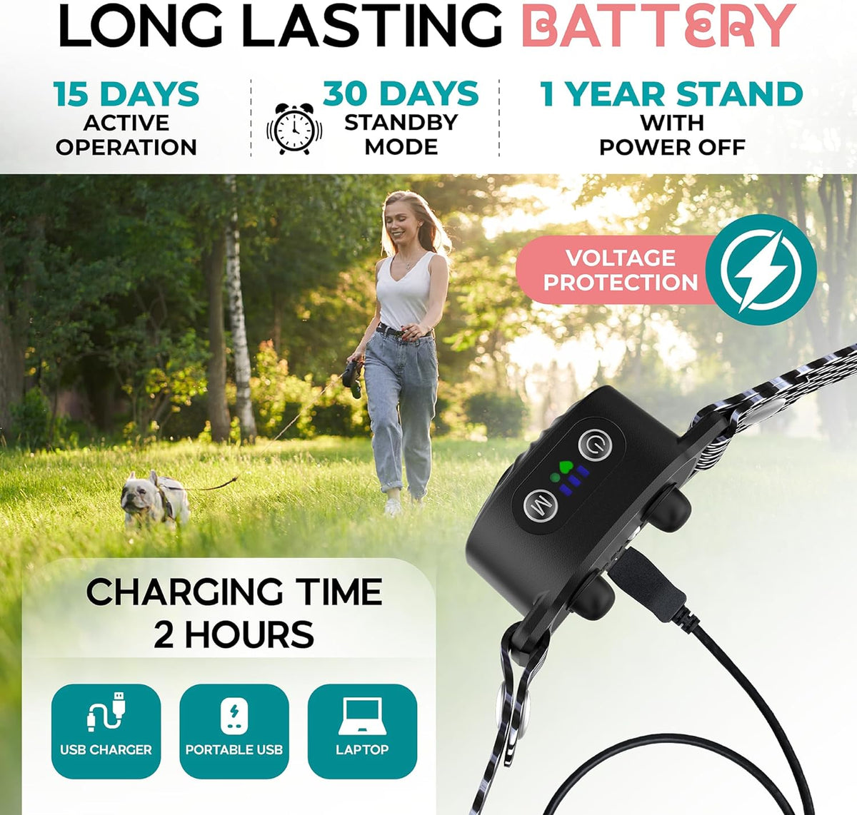 Blafband voor kleine honden met geluid en trilstand IP87 waterbestendig verstelbaar 15-50 cm anti-blaf training | Sulvida