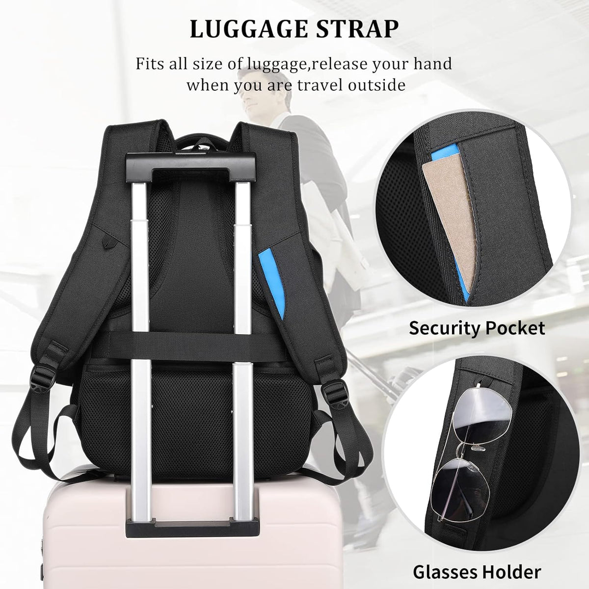 Reis Laptoptas met USB-Lader en Anti-Diefstal Vak Waterafstotend Polyester voor 13 tot 17 Inch Laptop | Sulvida