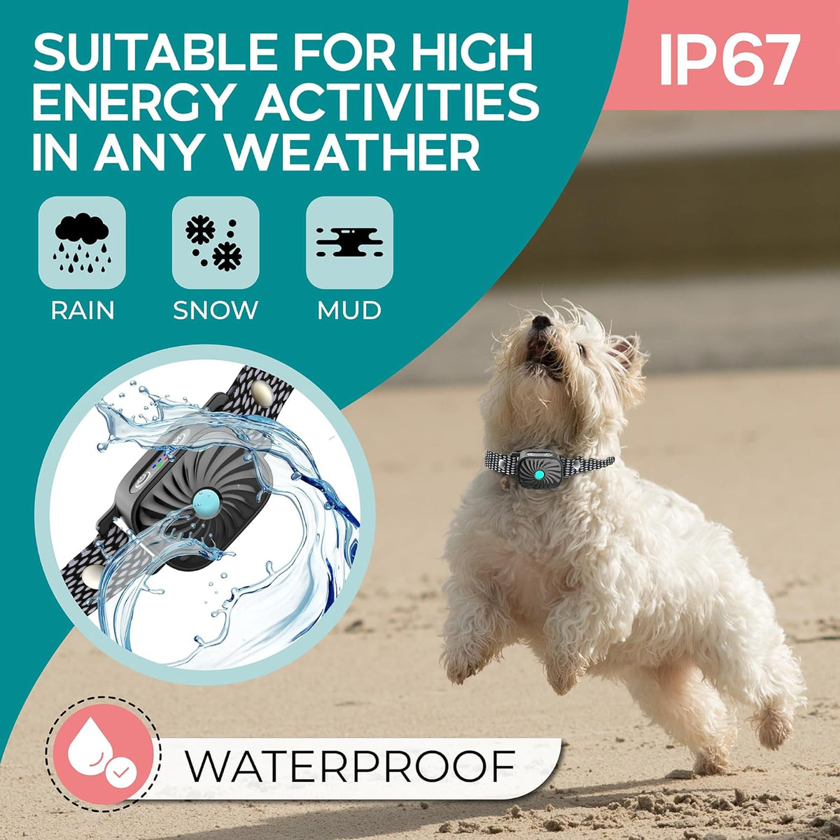 Blafband voor kleine honden met geluid en trilstand IP87 waterbestendig verstelbaar 15-50 cm anti-blaf training | Sulvida