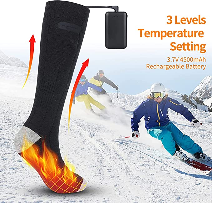Verwarmde Sokken Oplaadbaar 3 Warmtestanden 8 Uur Warmte Wintersokken Elektrisch Unisex Thermisch Ski Outdoor | Sulvida