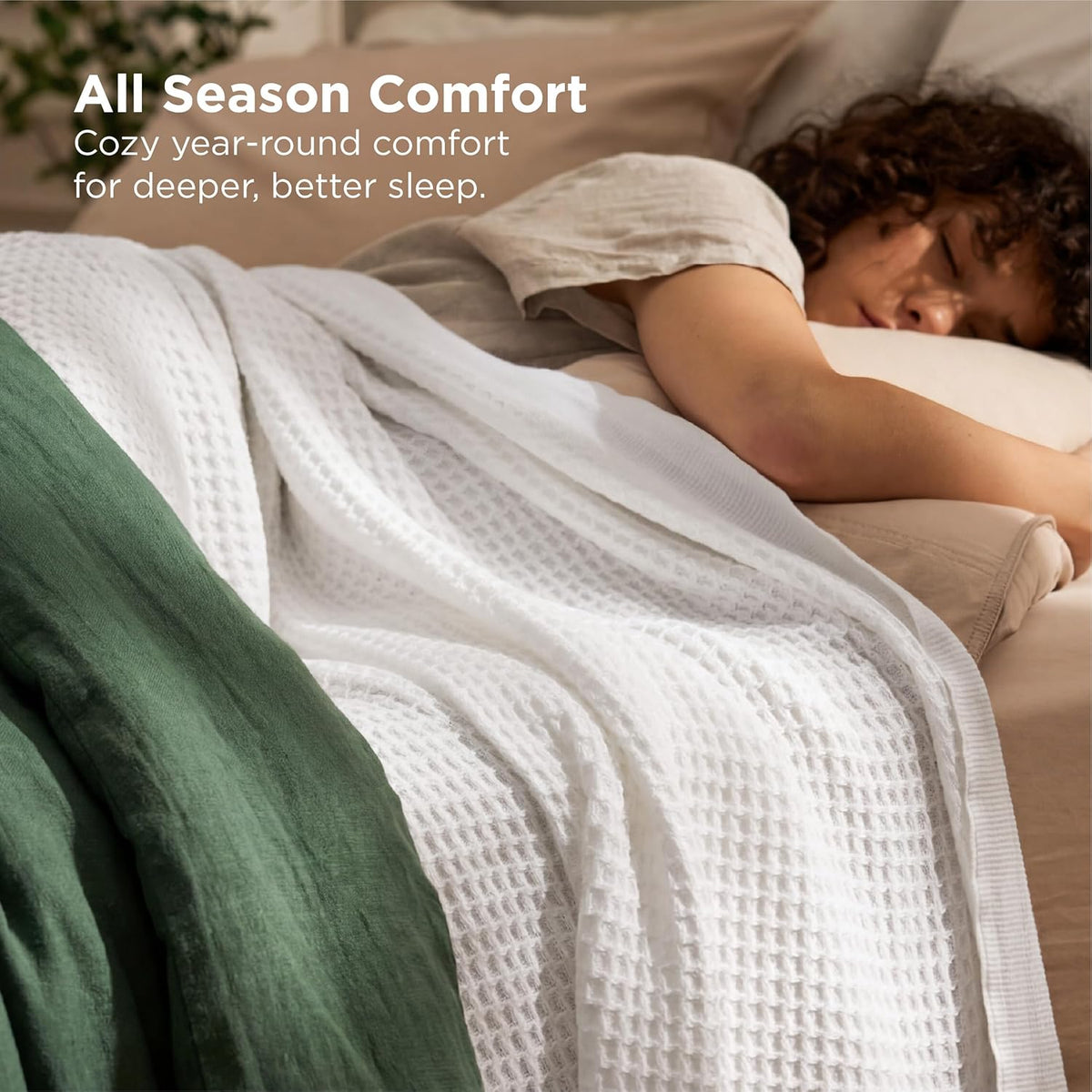 Katoenen Wafelweefsel Deken Queen Size Zacht Ademend Licht Luxe Zomerdeken voor Bed Bank Slaapkamer Comfort | Sulvida