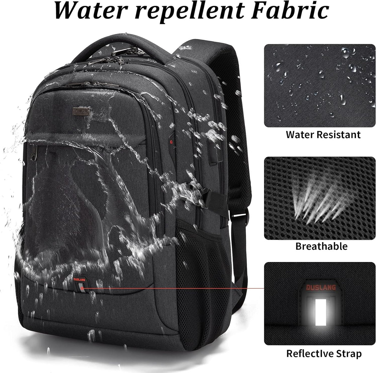 Reis Laptoptas met USB-Lader en Anti-Diefstal Vak Waterafstotend Polyester voor 13 tot 17 Inch Laptop | Sulvida