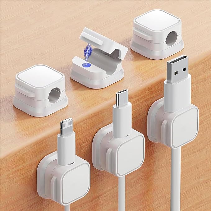 Magnetische kabelhouder voor bureauorganisatie met sterke magneet en flexibele plaatsing – set van 6 stuks | Sulvida