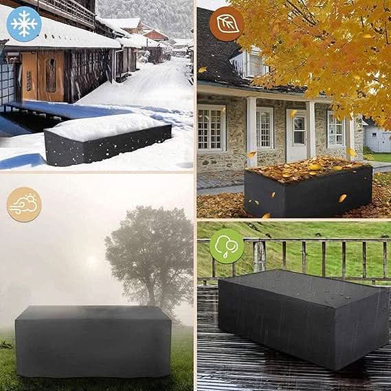 Beschermhoes voor tuinmeubels weersbestendig polyester zwart zilver waterafstotend UV-bestendig tuin terras | Sulvida