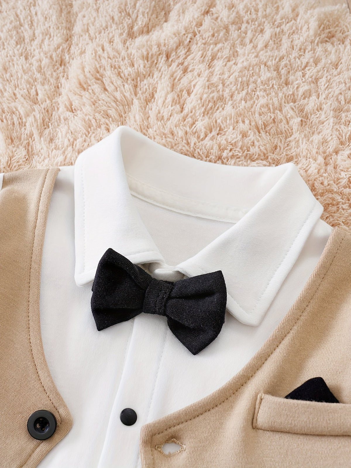 Baby Rompertje met Vlinderdas Jongen Feestkleding Katoenen Pakje Elegante Uitstraling Speciaal Outfit | Sulvida