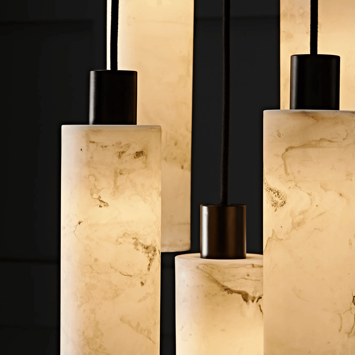 Stein-Zylinderlampe aus Naturstein, Hängelampe, Schwarz, Kaffeefarbe, Esszimmer, Arbeitszimmer, Schlafzimmer, stimmungsvolle Beleuchtung | Sulvida