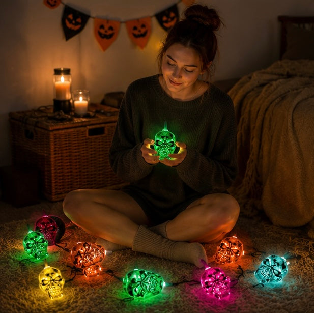 Zonne-energie Windgong met Schedels – 6 Kleurwisselende LED Lampjes voor Tuin Terras en Balkon Decoratie | Sulvida