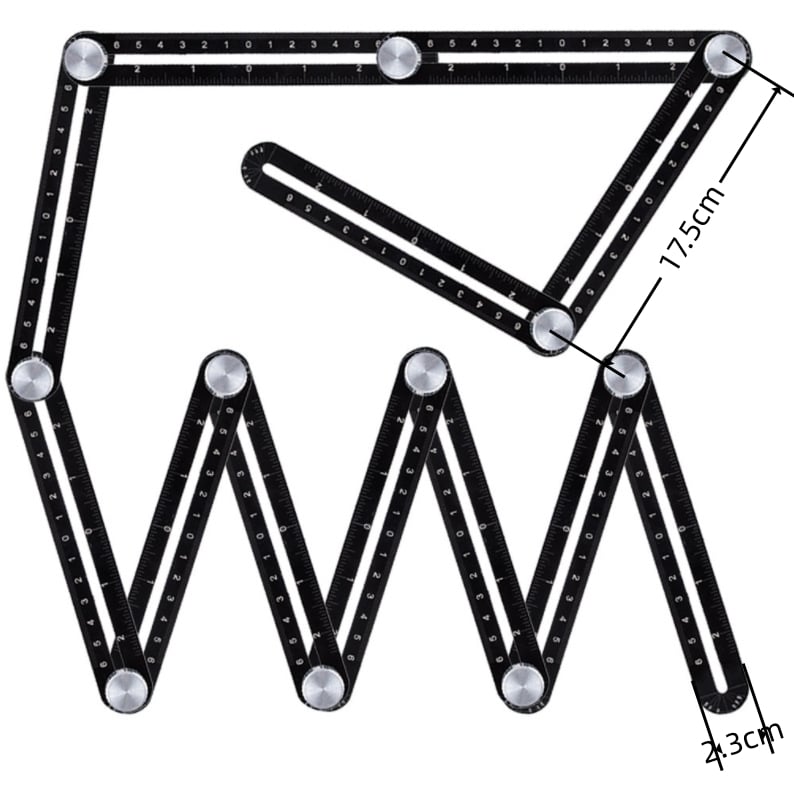 Outil universel de mesure d’angles à 12 branches, instrument de mesure flexible pour carrelage, bois, sols stratifiés et travaux manuels | Sulvida