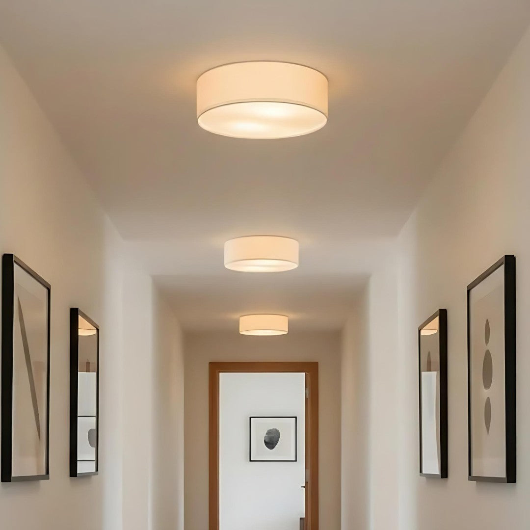 Plafondlamp Linnen Trommel Natuurlijk Textiel Warm Dimbaar Licht Stijlvol Design Slaapkamer Woonkamer Eetkamer | Sulvida