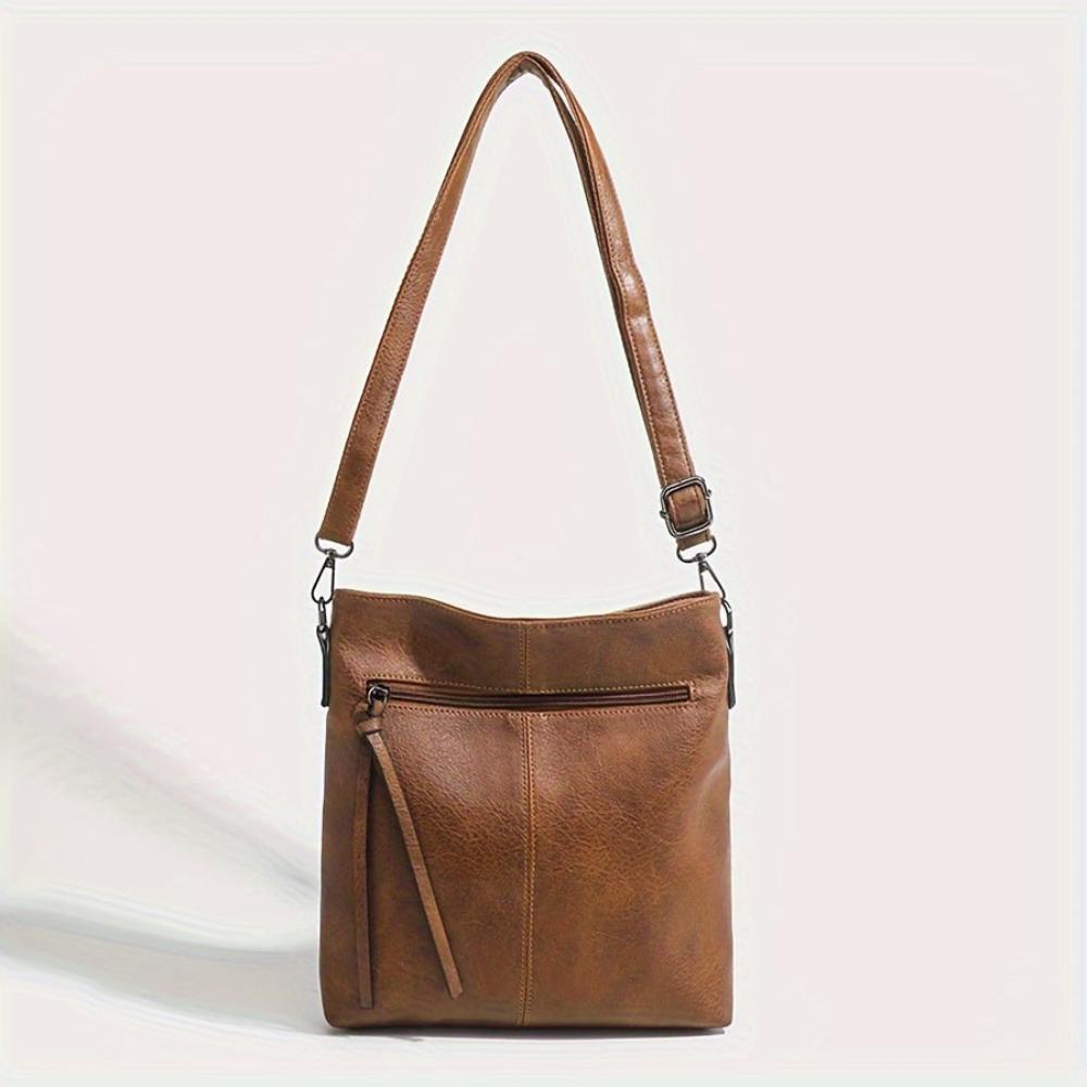 Vierkante Crossbody Tas Retro Vintage Schoudertas Bruin Kunstleer Dames Elegante Compacte Handtas Mode | Sulvida