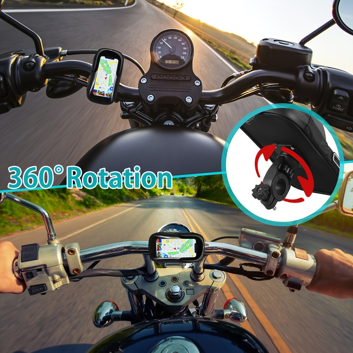 Waterdichte Telefoonhouder voor Fiets en Motor met 360° Draaibare Montage en Transparante Beschermhoes voor Smartphones | Sulvida