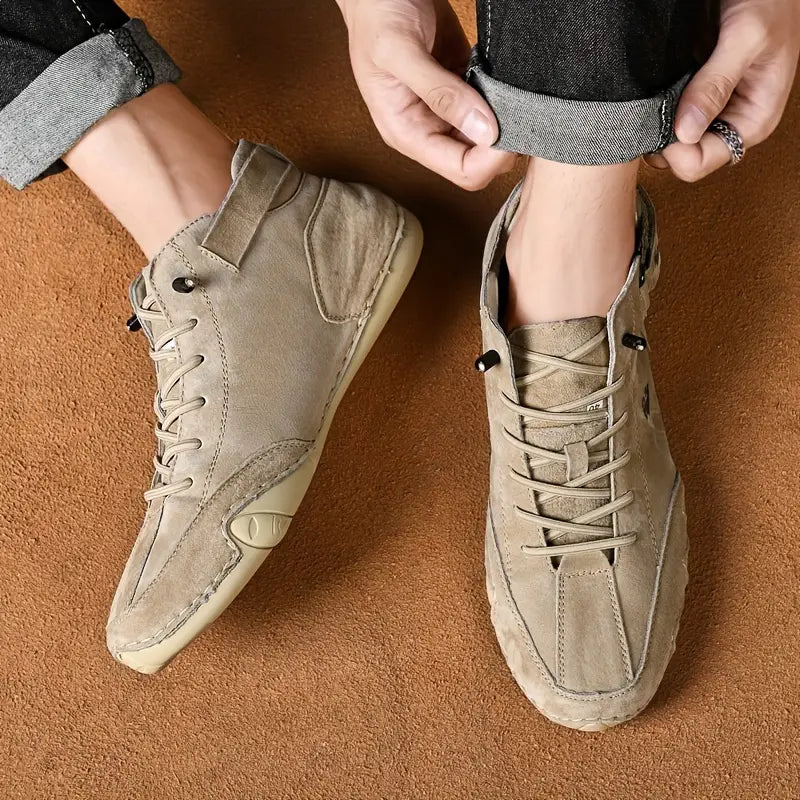 Waterdichte Herenschoenen Hoog met Elastische Sluiting Modern Stoer Ontwerp Leer Comfortabel Casual Dagelijks | Sulvida