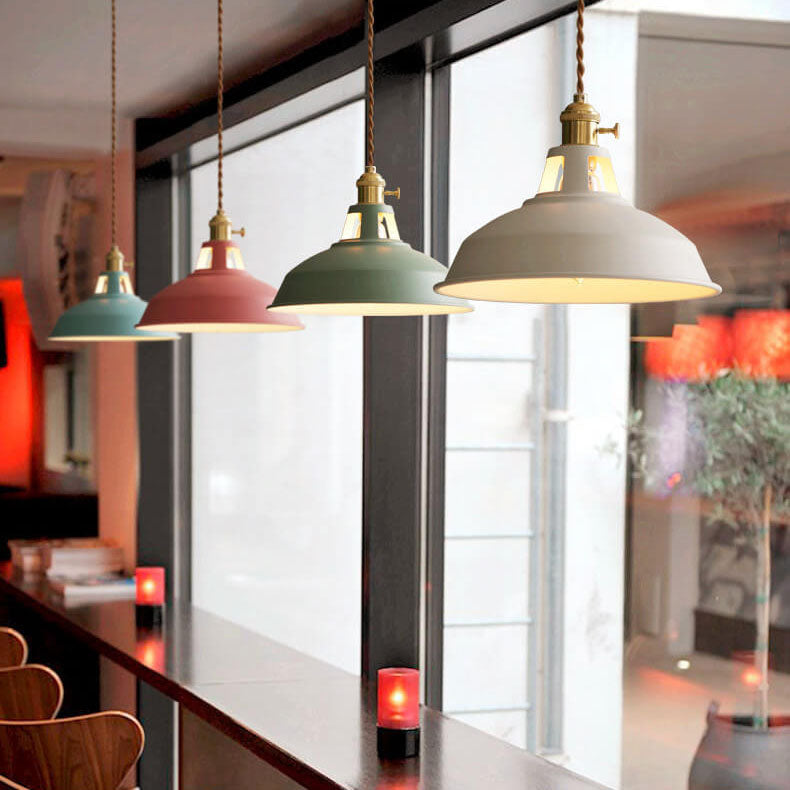 Industriële hanglamp metalen kap gekleurd één fitting vintage eetkamer keukenverlichting landelijke stijl | Sulvida