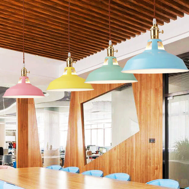 Industriële hanglamp metalen kap gekleurd één fitting vintage eetkamer keukenverlichting landelijke stijl | Sulvida