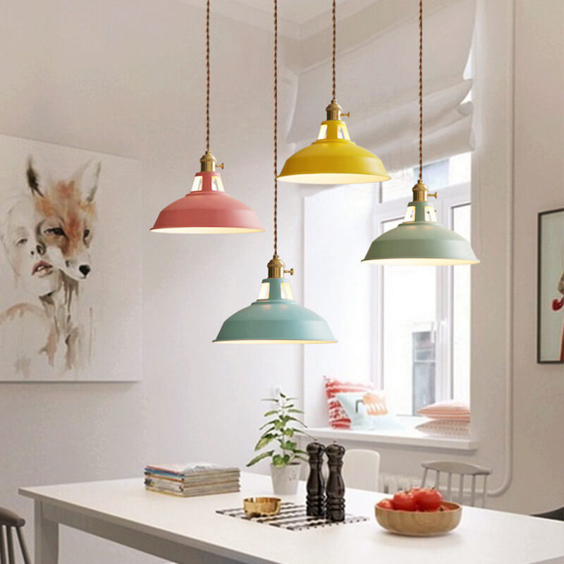Industriële hanglamp metalen kap gekleurd één fitting vintage eetkamer keukenverlichting landelijke stijl | Sulvida