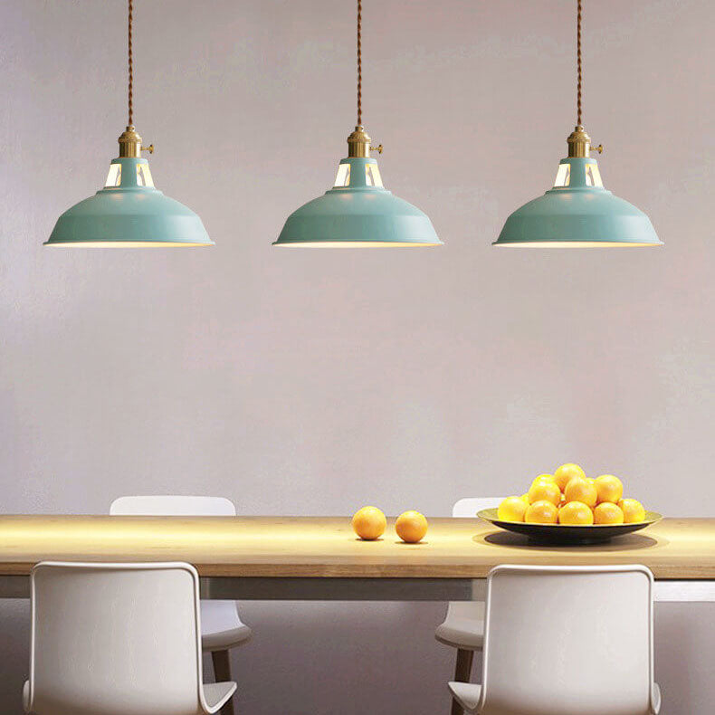 Industriële hanglamp metalen kap gekleurd één fitting vintage eetkamer keukenverlichting landelijke stijl | Sulvida