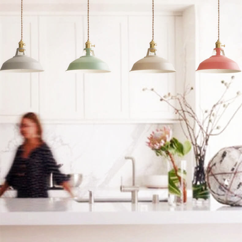 Industriële hanglamp metalen kap gekleurd één fitting vintage eetkamer keukenverlichting landelijke stijl | Sulvida