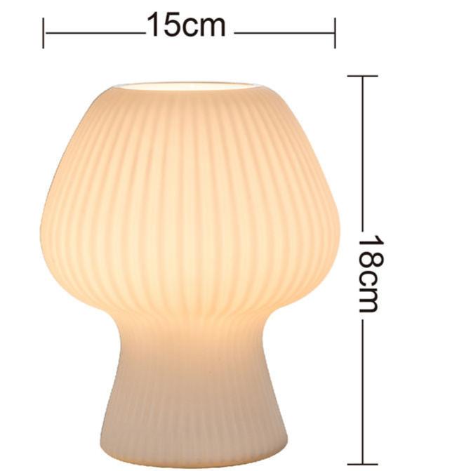 Glazen Paddenstoellamp Tafellamp Vintage Sfeerlicht Bedlampje Geribbeld Glas Warm Licht Dimbaar Slaapkamer Nachtkastje | Sulvida