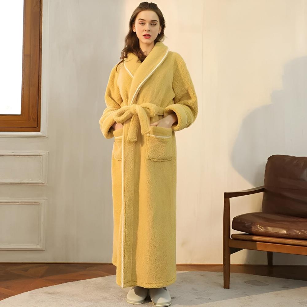 Sherpa Badjas Fluffy Fleece Ochtendjas Unisex Dames Heren Lange Badstofjas Huisjasje Loungewear Katoen | Sulvida