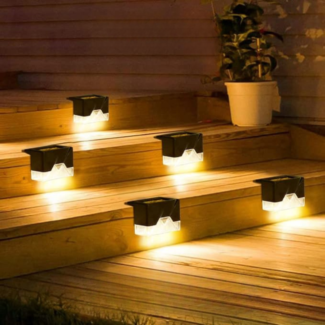 Buitenverlichting Zonne-Energie 4 Stuks IP65 Waterdicht Automatische Sensor Warm Wit LED Tuin Balkon Terras | Sulvida