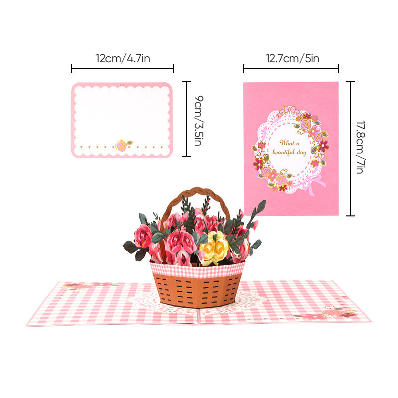 3D Pop-up Wenskaart met Bloemen voor Moederdag Verjaardag Jubileum Valentijn Liefde Felicitatie Cadeau | Sulvida