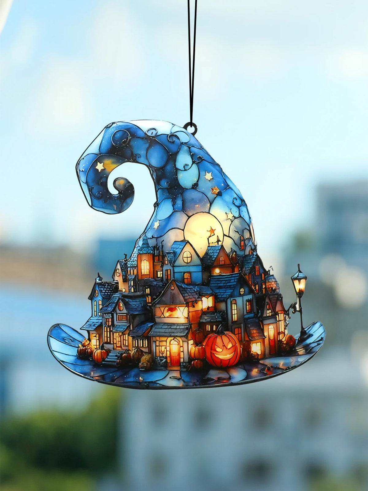 Acryl Raamhanger Heksenhoed Pompoendorp Halloween Decoratie voor Raam Slaapkamer Woonkamer Feestdecoratie | Sulvida